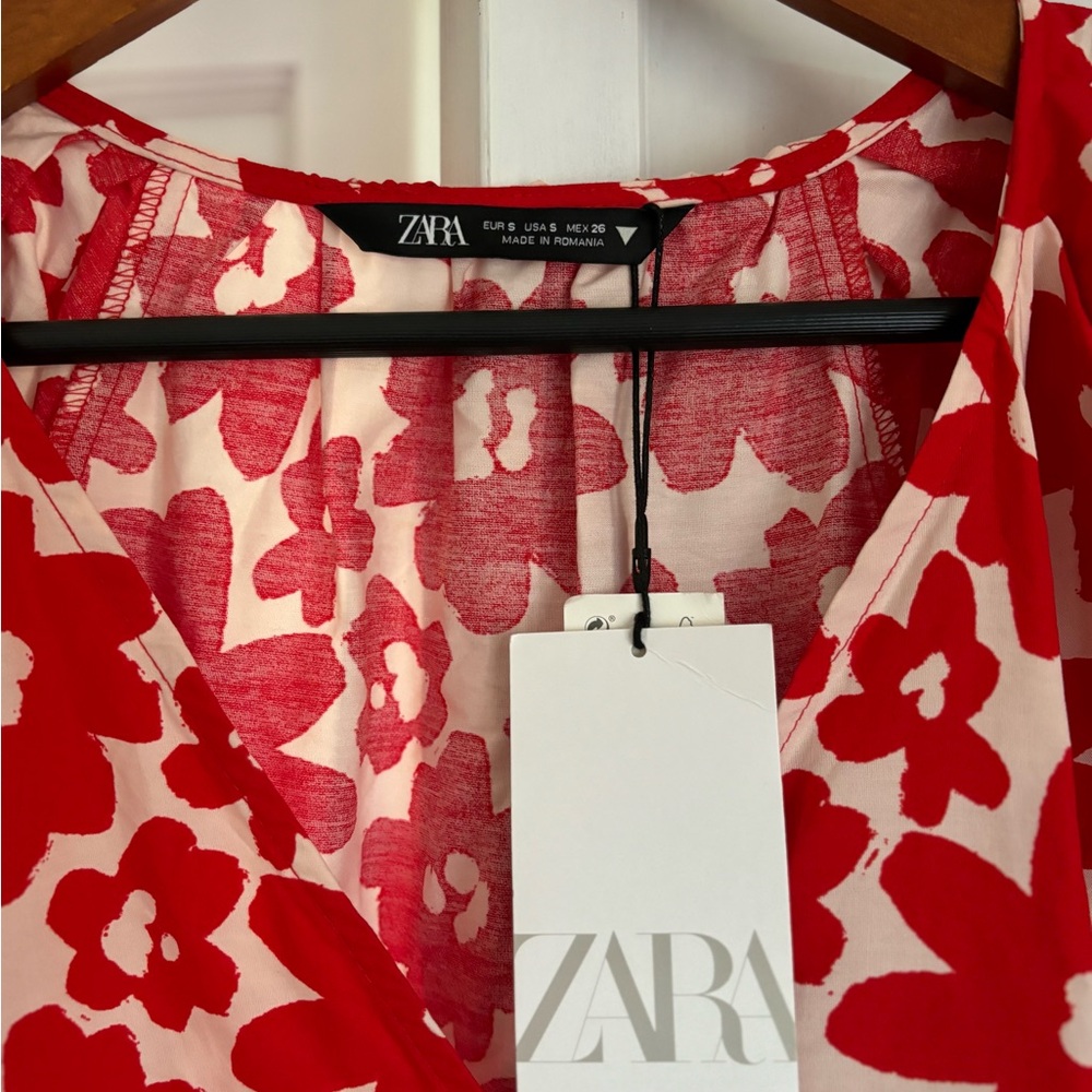 ZARA boho Floral Red Maxi Dress - Picture 10 of 11